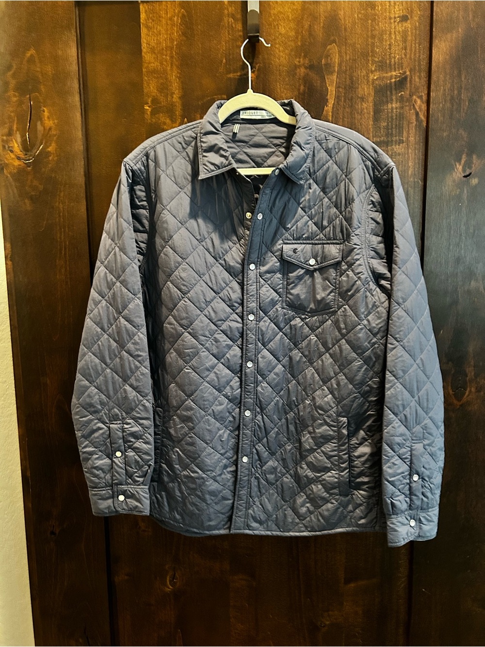 Criquet Men's Quilted Shirt Jacket in Slate Blue